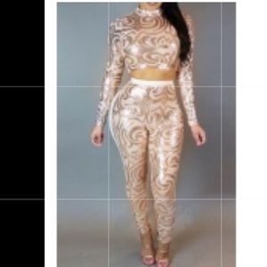 Sexy long sleeve Sparkly 2pc Set
